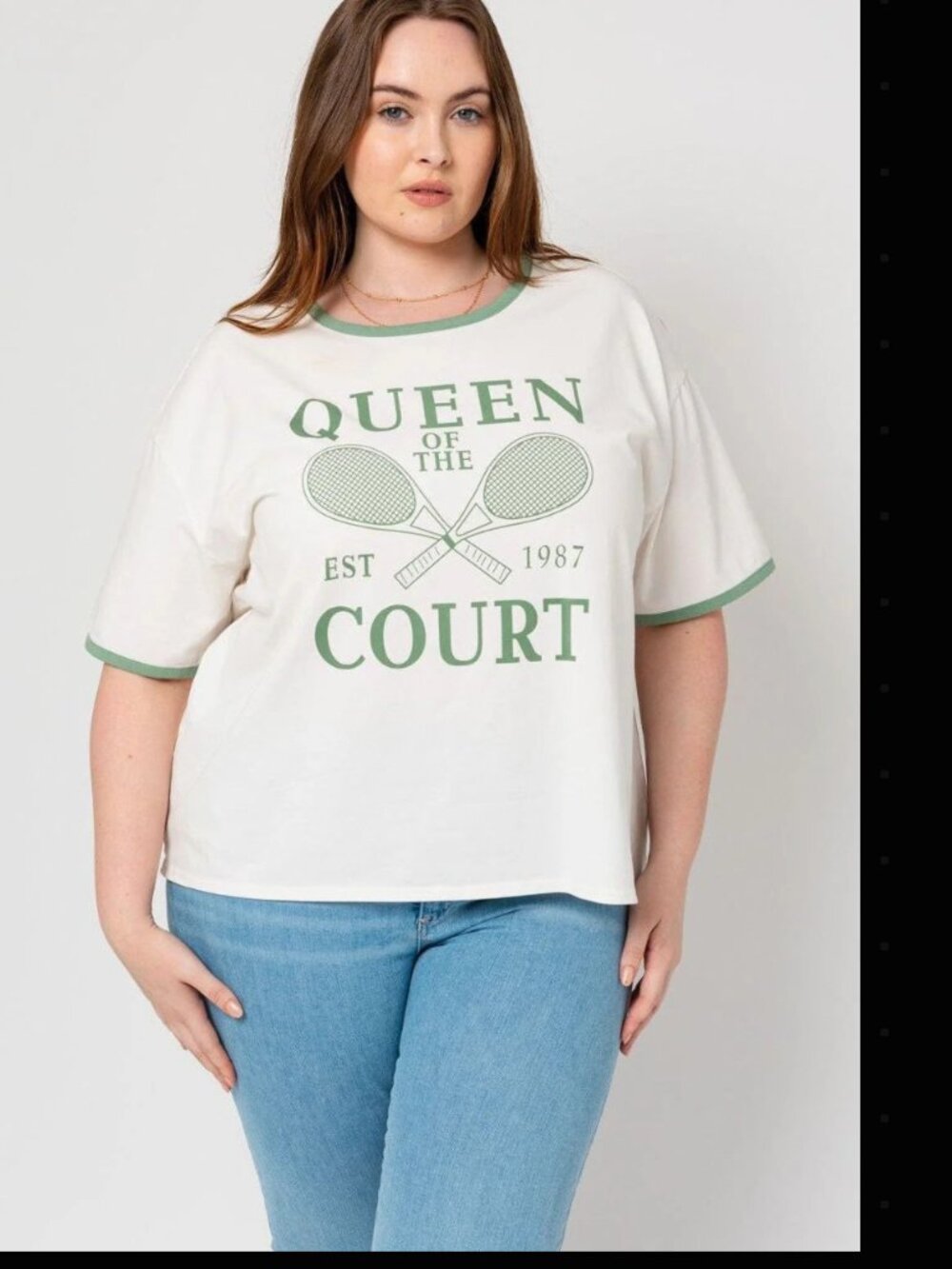 Queen of the Court Ring Neck Graphic Tee